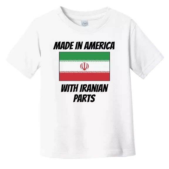 Bella Canvas Made In America With Iranian Parts Iran Flag Funny Toddler Boys & Girls Shirt, Gift for Baby or Kids
