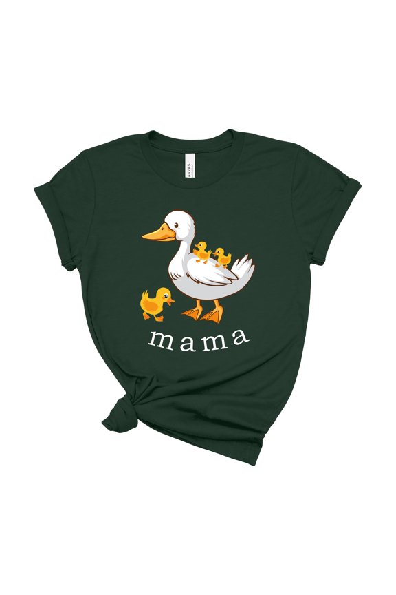 Bella Canvas Mama Duck Printed Cotton Tee Shirt Gift for Mom Birthday