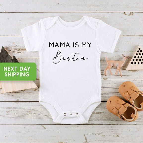 Bella Canvas Mama Is My Bestie, Vintage Bodysuit, Cute Baby, Mother's Day Gift, Mother's Day, New Mom Gift