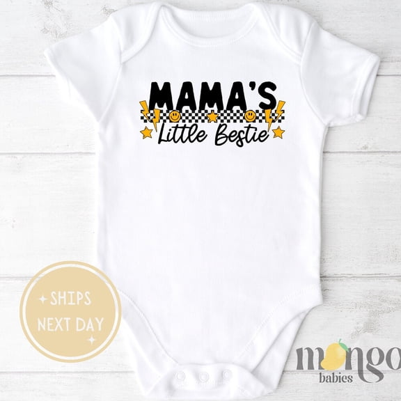 Bella Canvas with Mama'S Little Bestie s Cute Baby Clothes For Baby Gift For For Mother Day'S Gift For Mom Baby Outfit 1491 Cute Baby Boy or Girl Bodysuit Gift