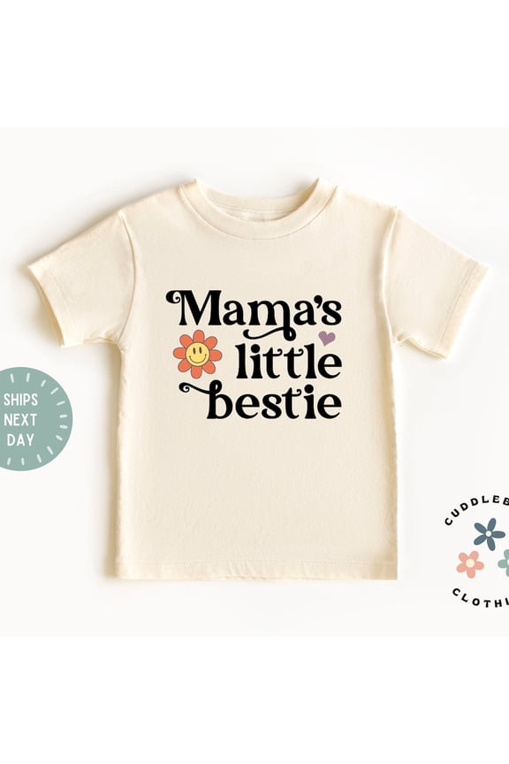 Bella Canvas Mama's Little Bestie Toddler Shirt, Retro Girls Mama's Bestie Kids Tee, Mother's Day Gift, I Love My Mommy, Kids Shirt