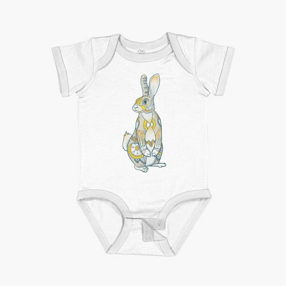 Bella Canvas Mandala Bunny Short Sleeve Baby One-Piece Newborn Gender Neutral Outfit, Baby Boy Or Girl Bodysuit, Birrthday Gifts