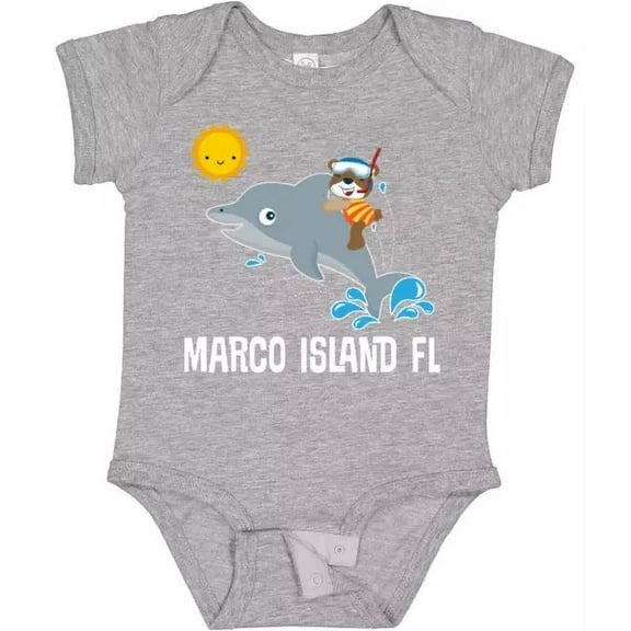 Bella Canvas Marco Island Florida Vacation Baby Summer Dolphins Childs Bodysuit