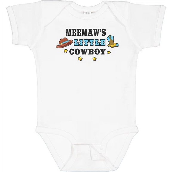 Bella Canvas Meemaws Little Cowboy With Cowboy Hat And Boots Baby Bodysuit Children Bodysuit
