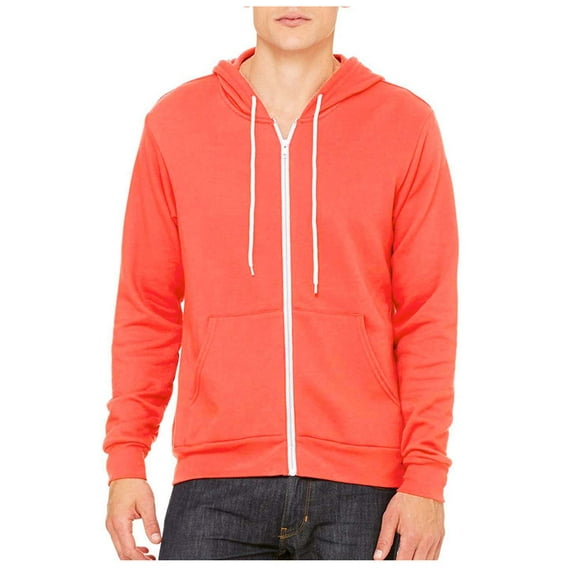 Bella Canvas Men's 3739 Unisex Poly-Cotton Fleece Full-Zip Hoodie (Coral, XX-Large)