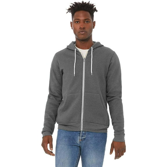 Bella Canvas Men's 3739 Unisex Poly-Cotton Fleece Full-Zip Hoodie (Deep Heather, X-Large)