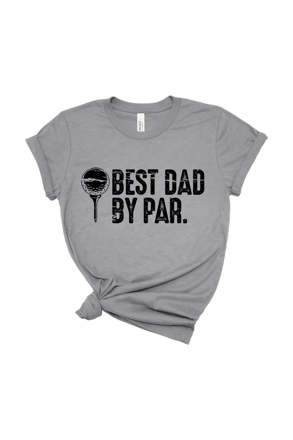 Bella Canvas Men's Graphic Golf T-Shirt Best Dad According to Par Father's Day T-Shirt Funny Printed Cotton Golf T-Shirt for Golfers