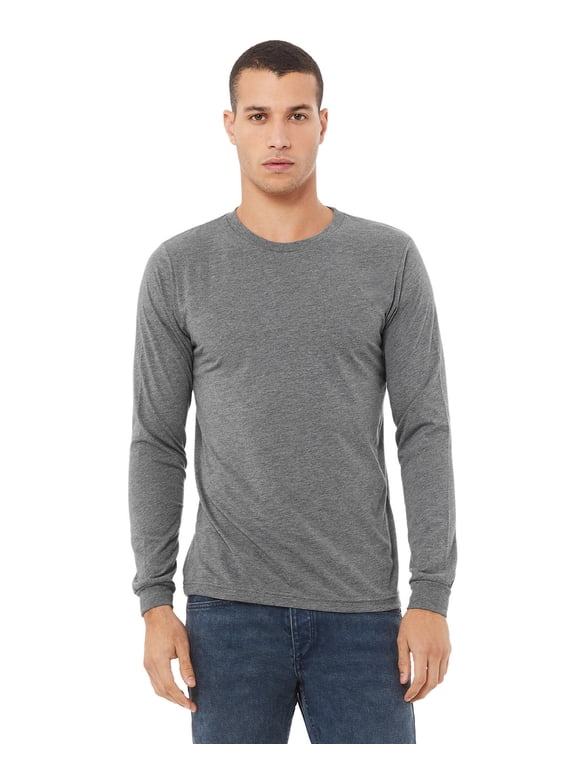 Bella + Canvas Men's Jersey Long Sleeve Tee , 3513 , Grey Triblend , Large