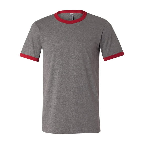 Bella + Canvas Men's Jersey Short-Sleeve Ringer T-Shirt - DEEP HTH/ CARDNL - M