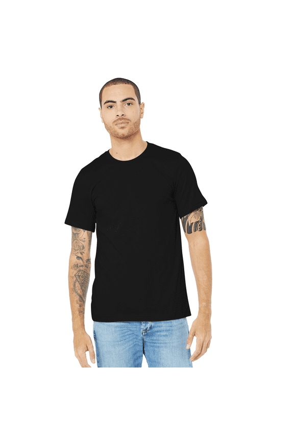 Bella Canvas Men's Jersey T-Shirt, CVC Short Sleeve Crewneck Black Blank Tee, 3XL