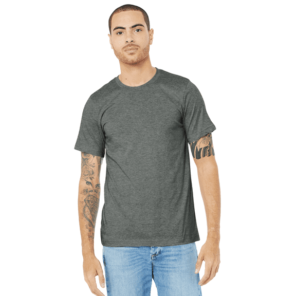 Bella Canvas Men's Jersey T-Shirt, CVC Short Sleeve Crewneck Deep Heather Tee, XL