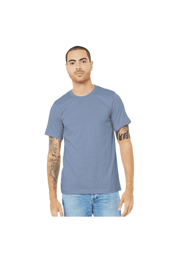Bella Canvas Men's Jersey T-Shirt, CVC Short Sleeve Crewneck Heather Blue Tee, 3XL