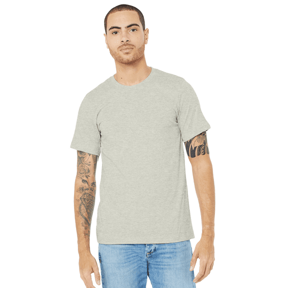 Bella Canvas Men's Jersey T-Shirt, CVC Short Sleeve Crewneck Heather Cement Tee, S
