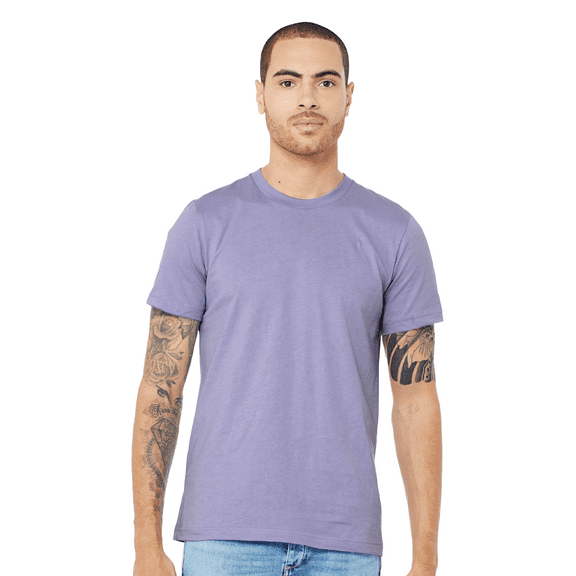 Bella Canvas Men's Jersey T-Shirt, CVC Short Sleeve Crewneck Heather Dark Lavender Tee, L