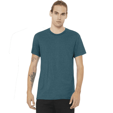 Bella Canvas Men's Jersey T-Shirt, CVC Short Sleeve Crewneck Heather Deep Teal Tee, L