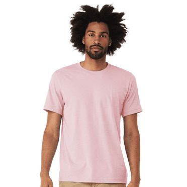 Bella Canvas Men's Jersey T-Shirt, CVC Short Sleeve Crewneck Heather Pink Tee, S