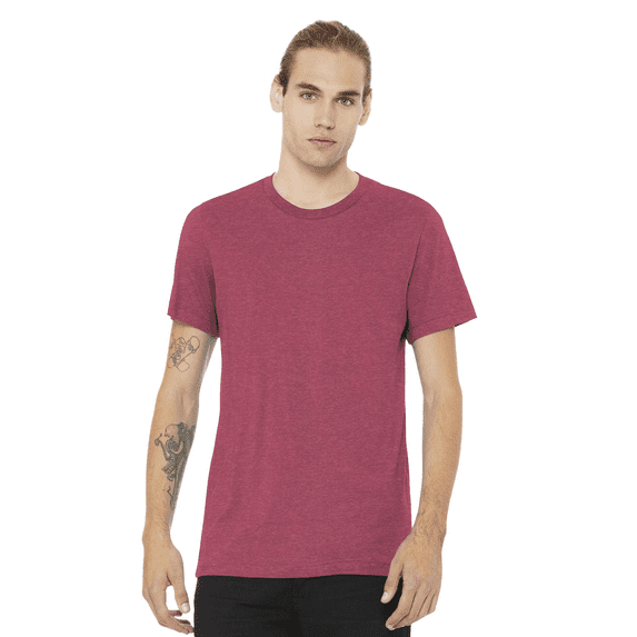Bella Canvas Men's Jersey T-Shirt, CVC Short Sleeve Crewneck Heather Raspberry Tee, 3XL