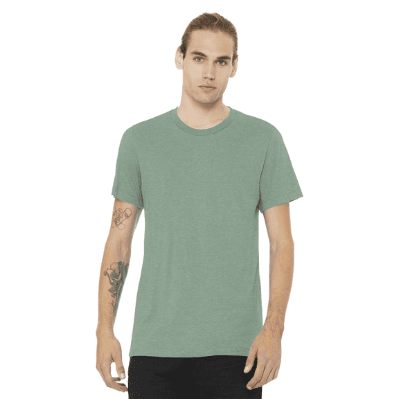 Bella Canvas Men's Jersey T-Shirt, CVC Short Sleeve Crewneck Heather Sage Tee, XL