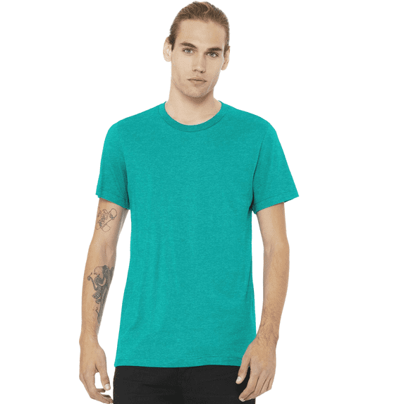 Bella Canvas Men's Jersey T-Shirt, CVC Short Sleeve Crewneck Heather Sea Green Tee, 3XL