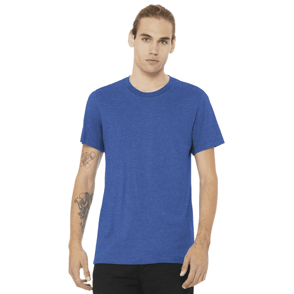 Bella Canvas Men's Jersey T-Shirt, CVC Short Sleeve Crewneck Heather True Royal Tee, 2XL