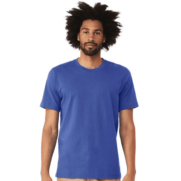 Bella Canvas Men's Jersey T-Shirt, CVC Short Sleeve Crewneck Solid True Royal Blend Tee, XL