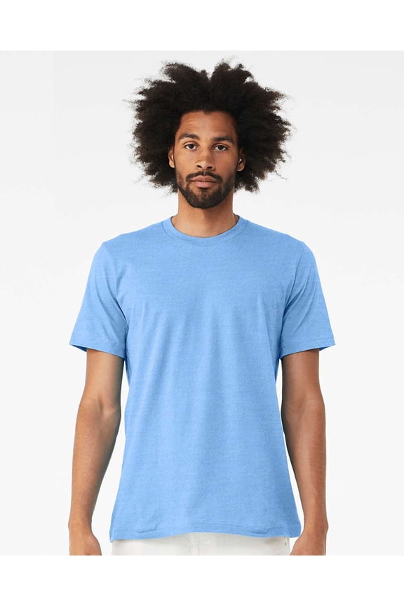 Bella Canvas Mens CVC Jersey Tee, L, Heather Carolina Blue