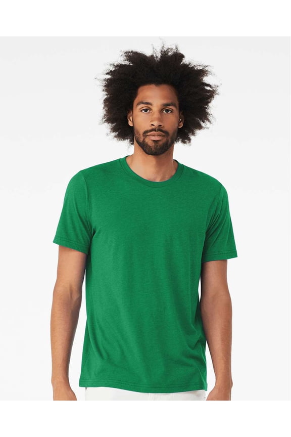 Bella Canvas Mens Crewneck Triblend Short Sleeve Tee, XS, Solid Kelly Triblend