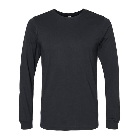 Bella Canvas Mens Heather CVC Long Sleeve Tee, L, Solid Black Blend
