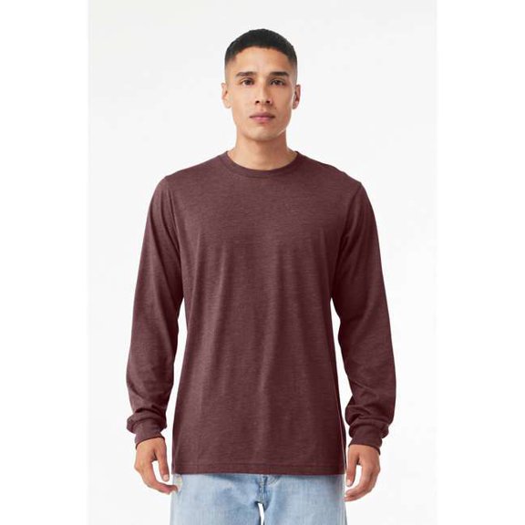 Bella Canvas Mens Heather CVC Long Sleeve Tee, M, Heather Maroon