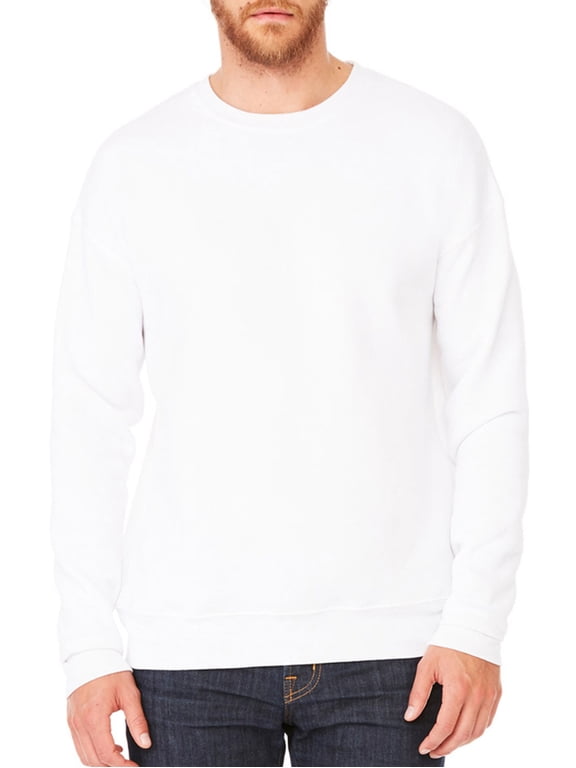 Mens Side-Seamed Drop Shoulder Sweatshirt, White, 2XL, Style, 3945