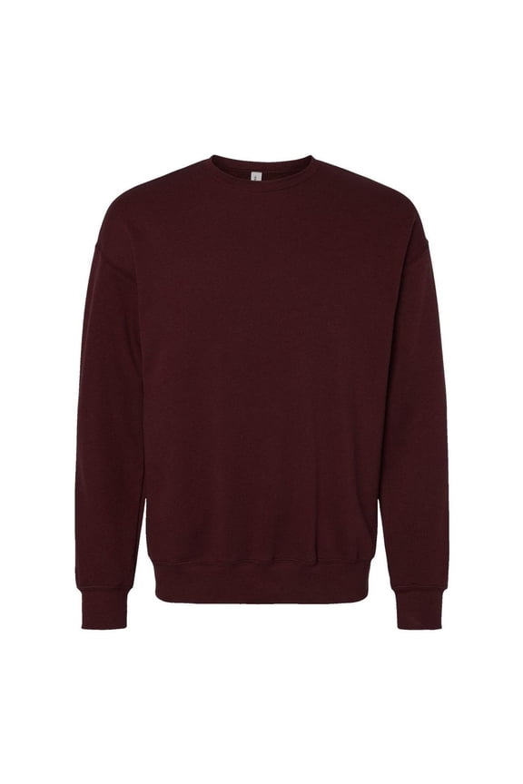 Bella Canvas Mens Sponge Fleece Drop Shoulder Crewneck Sweatshirt, M, Maroon
