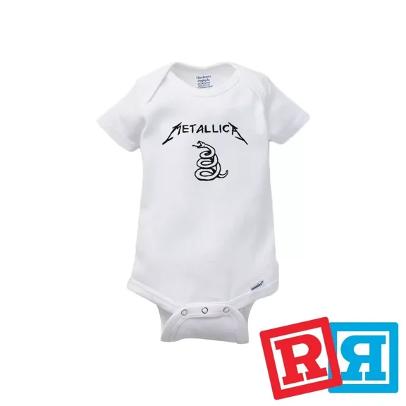 Bella Canvas Metallica Gerber Baby OnesieÂ® Cotton Unisex White Short Sleeve Bodysuit