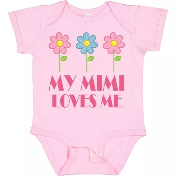 Bella Canvas Mimi Loves Me Daisies Infant Creeper Grandma Granddaughter Cute Pink Bodysuit