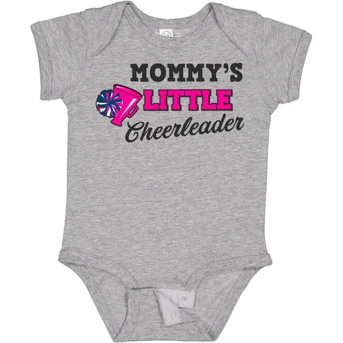 Bella Canvas Mommy's Little Cheerleader With Megaphone And Pom Poms Baby Bodysuit I Bodysuit