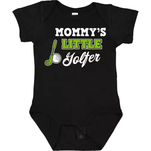 Bella Canvas Mommy's Little Golfer With Golf Club And Ball Baby Sports Mom Bodysuit