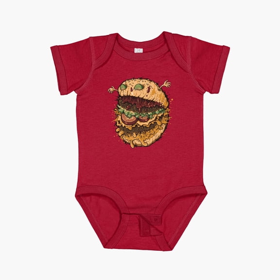 Bella Canvas Monster Burger Short Sleeve Baby One-Piece Newborn Gender Neutral Outfit, Baby Boy Or Girl Bodysuit, Birrthday Gifts
