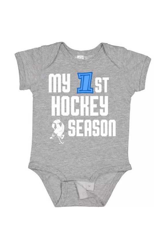 Bella Canvas My 1St Hockey Season Baby Bodysuit Children First Boy Toddler Infant Baby Bodysuit