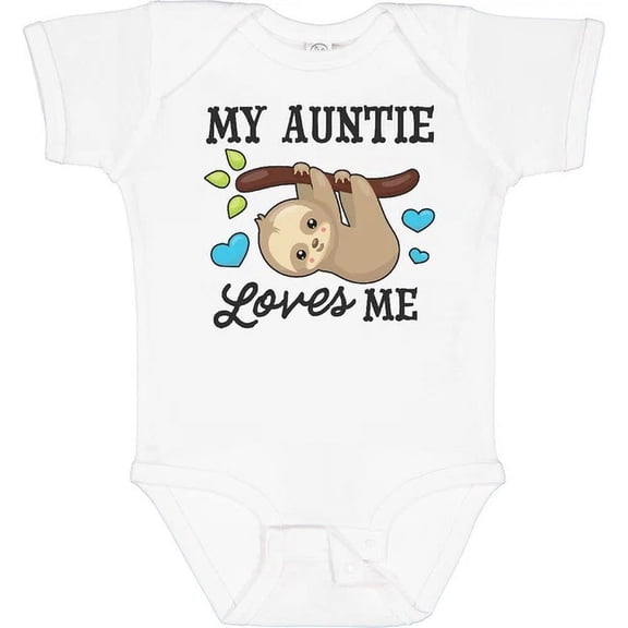 Bella Canvas My Auntie Loves Me With Sloth And Hearts Baby Animals Kids Bodysuit