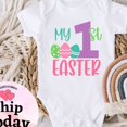 thumbnail image 1 of Bella Canvas My First easter Girl, Easter kids Shirt, Easter Baby Girl Bodysuit, easter bunny Tees, Easter Gift For baby, 1st easter, 1 of 3