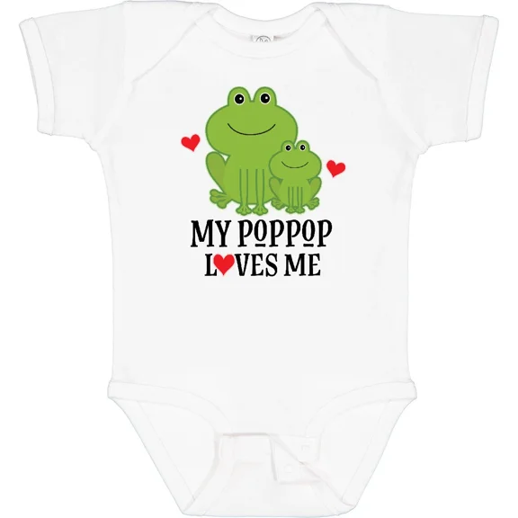 Bella Canvas My Poppop Loves Me Grandson Frog Infant Creeper Grandkids Childs Pop Baby Bodysuit