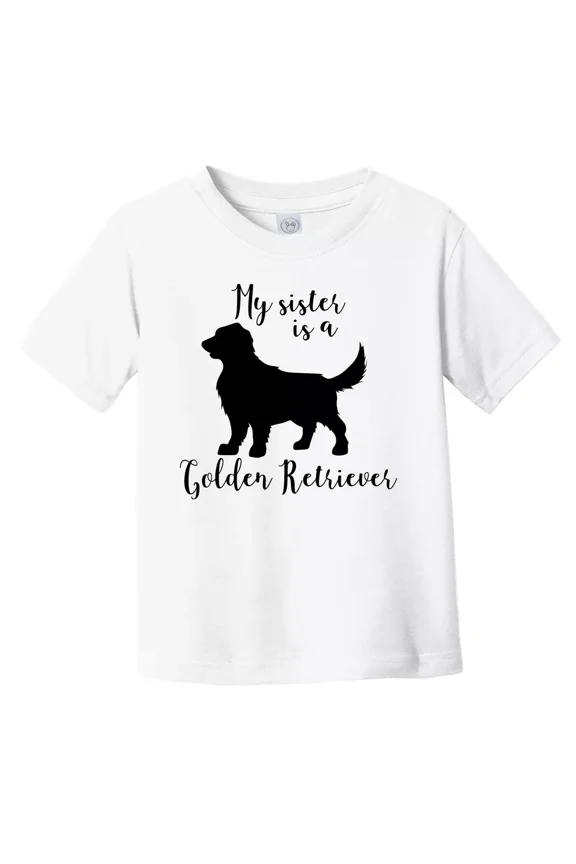 Bella Canvas My Sister Is A Golden Retriever Cute Dog Silhouette Toddler Boys & Girls Shirt, Gift for Baby or Kids