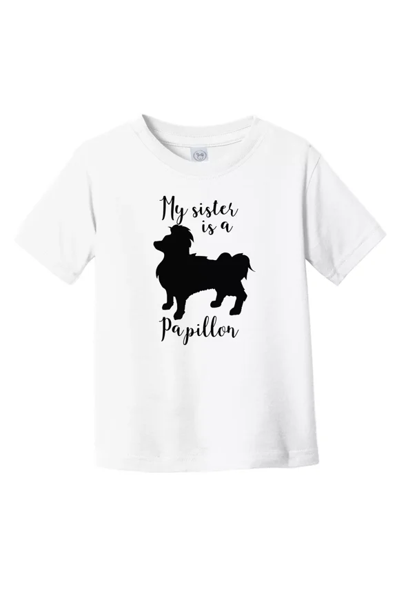 Bella Canvas My Sister Is A Papillon Cute Dog Silhouette Toddler T-Shirt