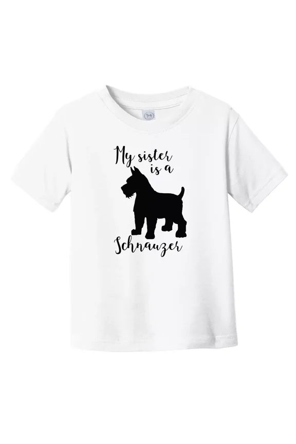 Bella Canvas My Sister Is A Schnauzer Cute Dog Silhouette Toddler Boys & Girls Shirt, Gift for Baby or Kids