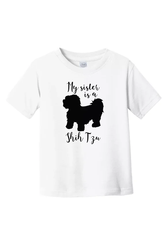 Bella Canvas My Sister Is A Shih Tzu Cute Dog Silhouette Toddler T-Shirt