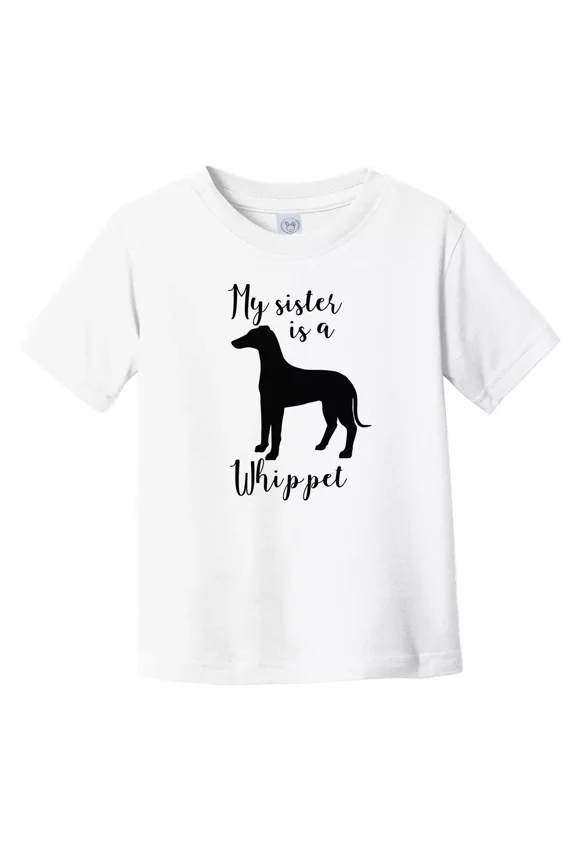 Bella Canvas My Sister Is A Whippet Cute Dog Silhouette Toddler Boys & Girls Shirt, Gift for Baby or Kids