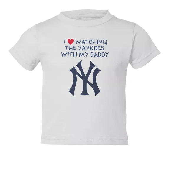Bella Canvas NY I Love Watching With Daddy Baseball Kids Toddler Boys & Girls Shirt, Gift for Baby or Kids