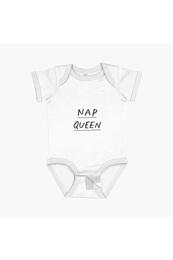 Bella Canvas Nap Queen In Black And White Short Sleeve Baby One-Piece Newborn Gender Neutral Outfit, Baby Boy Or Girl Bodysuit, Birrthday Gifts