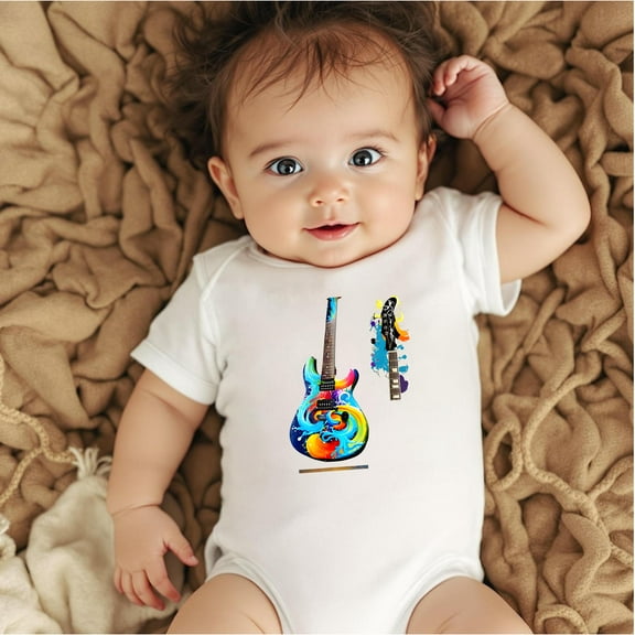 Bella Canvas Nature Guitar Baby Onesie for New Dads Bodysuit