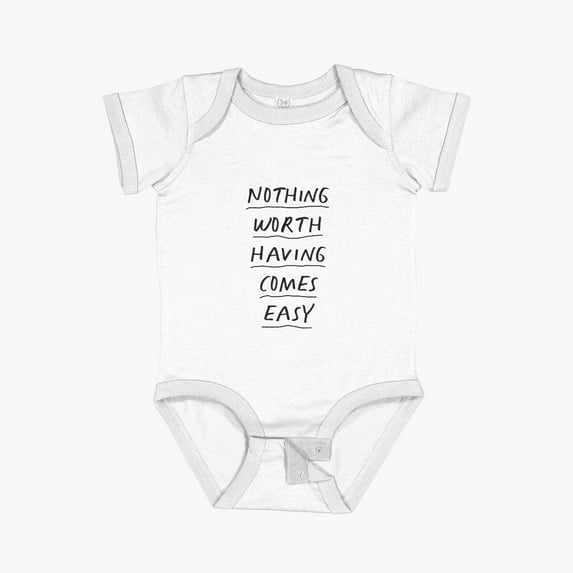 Bella Canvas Nothing Worth Having Comes Easy In Black And White Short Sleeve Baby One-Piece Newborn Gender Neutral Outfit, Baby Boy Or Girl Bodysuit, Birrthday Gifts