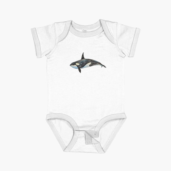 Bella Canvas Orca On Blue Short Sleeve Baby One-Piece Newborn Gender Neutral Outfit, Baby Boy Or Girl Bodysuit, Birrthday Gifts